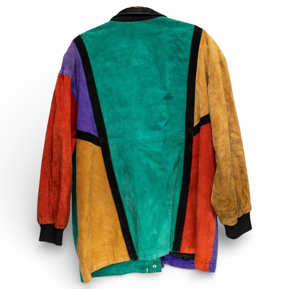 Derby Leather Coat Works Jacket Womens XL Multicolor Excellent Suede Colorblock - Picture 2 of 10